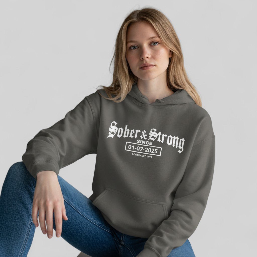 Recovery Hoodie | Women’s Old School Sober Hoodie with Custom Date