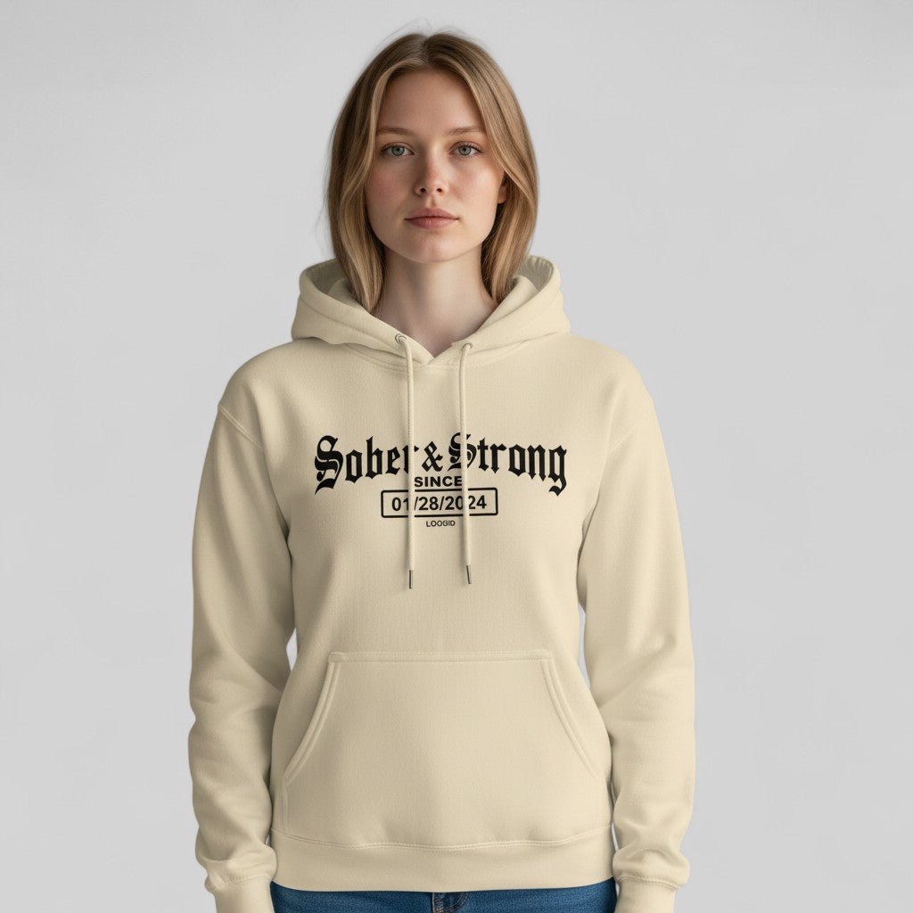 Recovery Hoodie | Women’s Old School Sober Hoodie with Custom Date