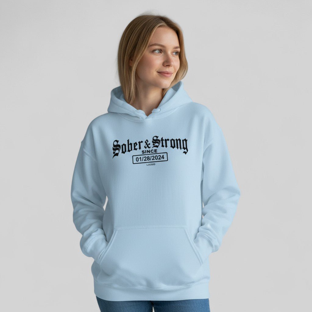 Recovery Hoodie | Women’s Old School Sober Hoodie with Custom Date