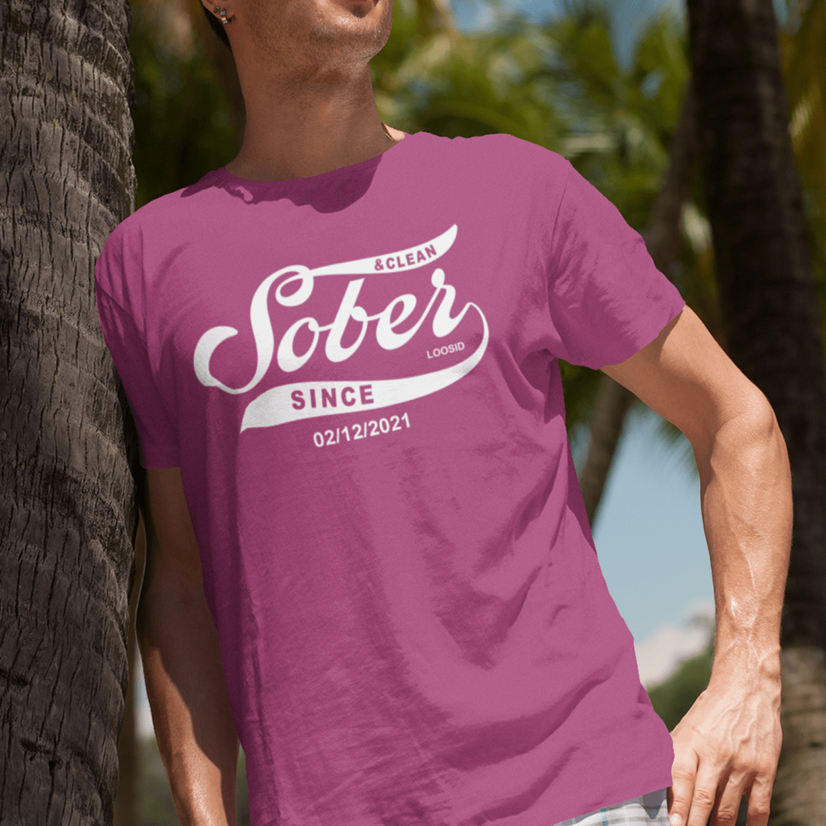 Close-up detail of stitching on premium sobriety t shirt fabric