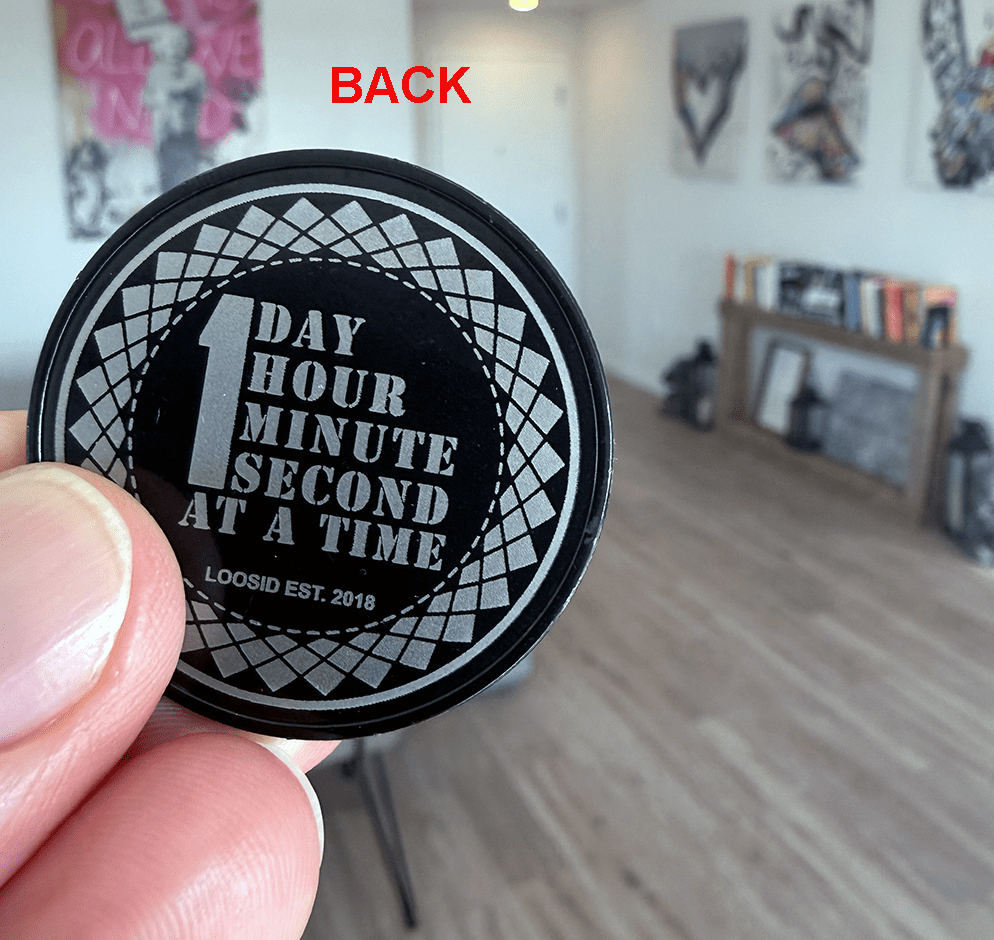 Custom Sober Date Engraved Black Coin | Sobriety Coin
