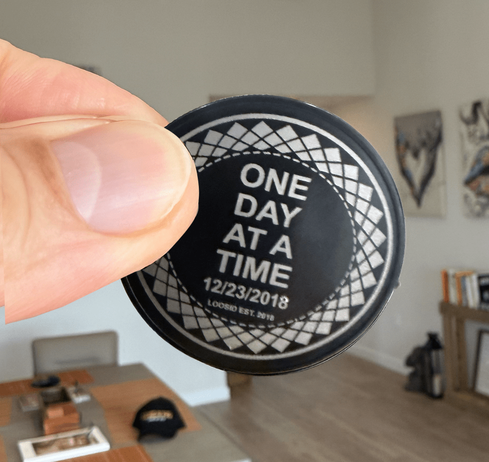One Day At A Time Clean or Sober Year Black Coin | Sobriety Coin