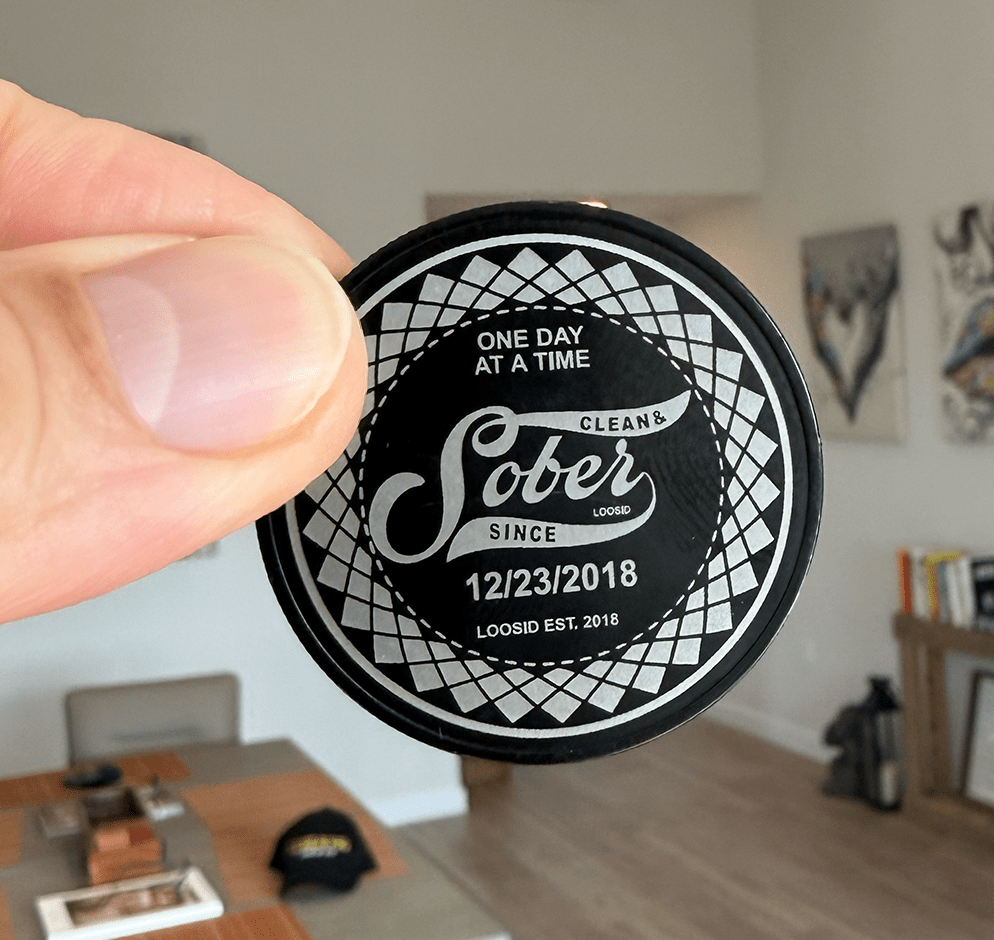 Custom Sober Date Engraved Black Coin | Sobriety Coin