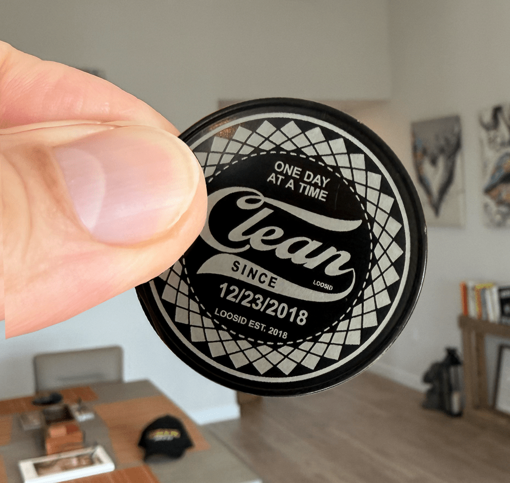 Custom Clean Date Engraved Black Coin | Sobriety Coin