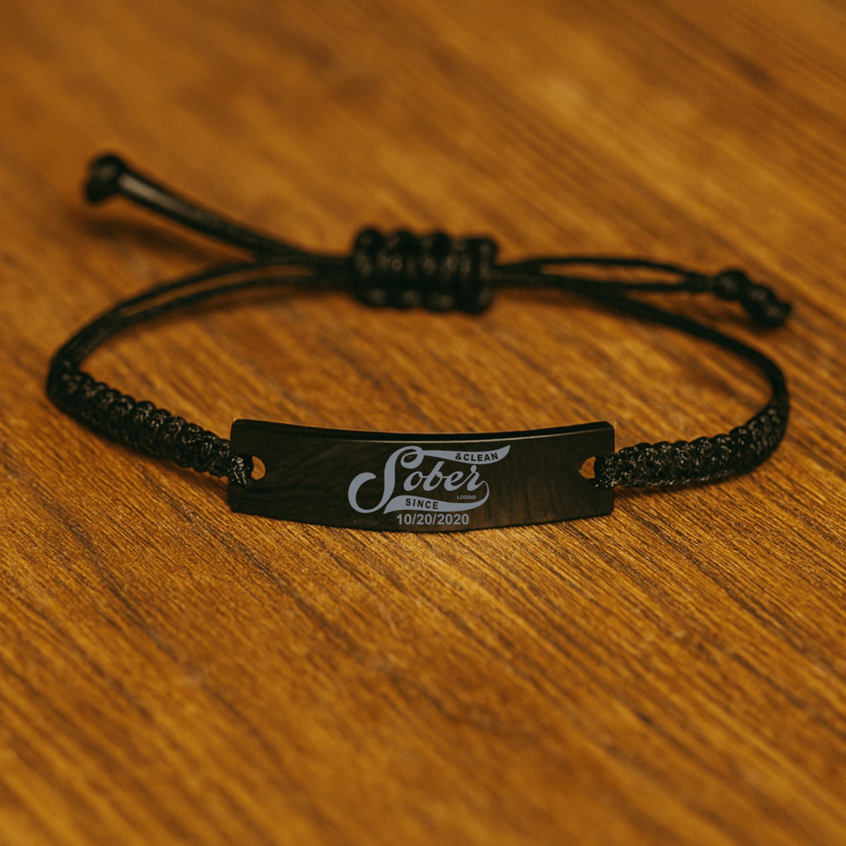 Braided Personalized Sober Date Sober Jewelry close-up view (view 2)