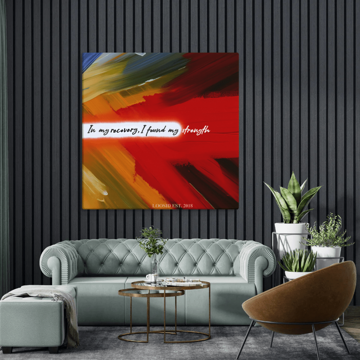 In My Recovery I Found My Strength Canvas Wall Decor Sobriety Art close-up view (view 2)