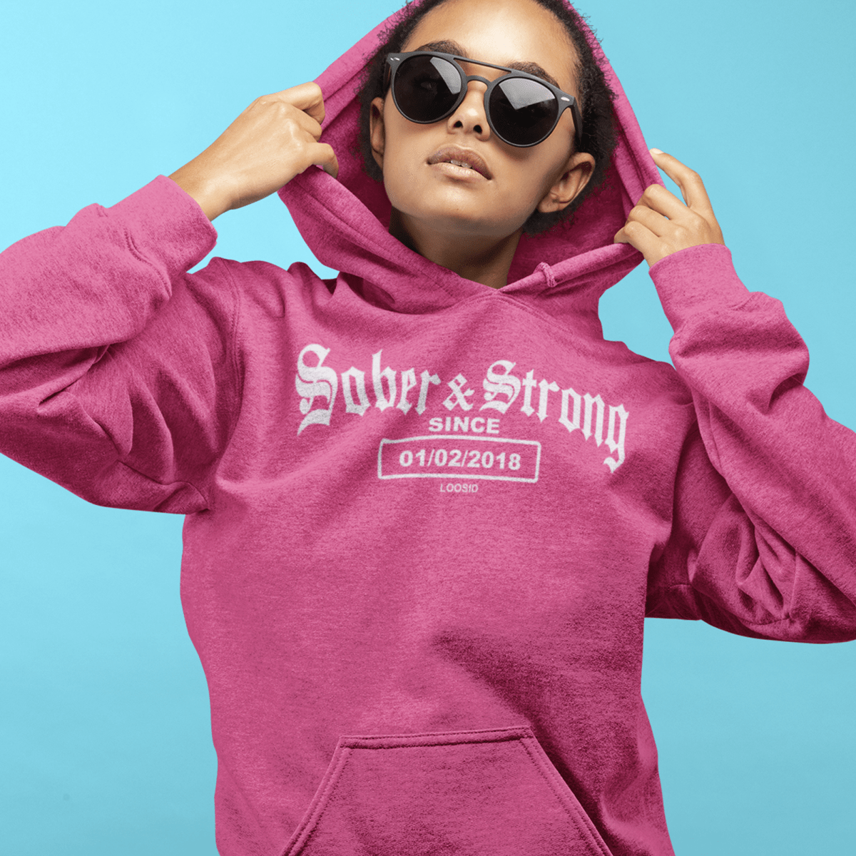 Recovery Hoodie with personalized sobriety date design