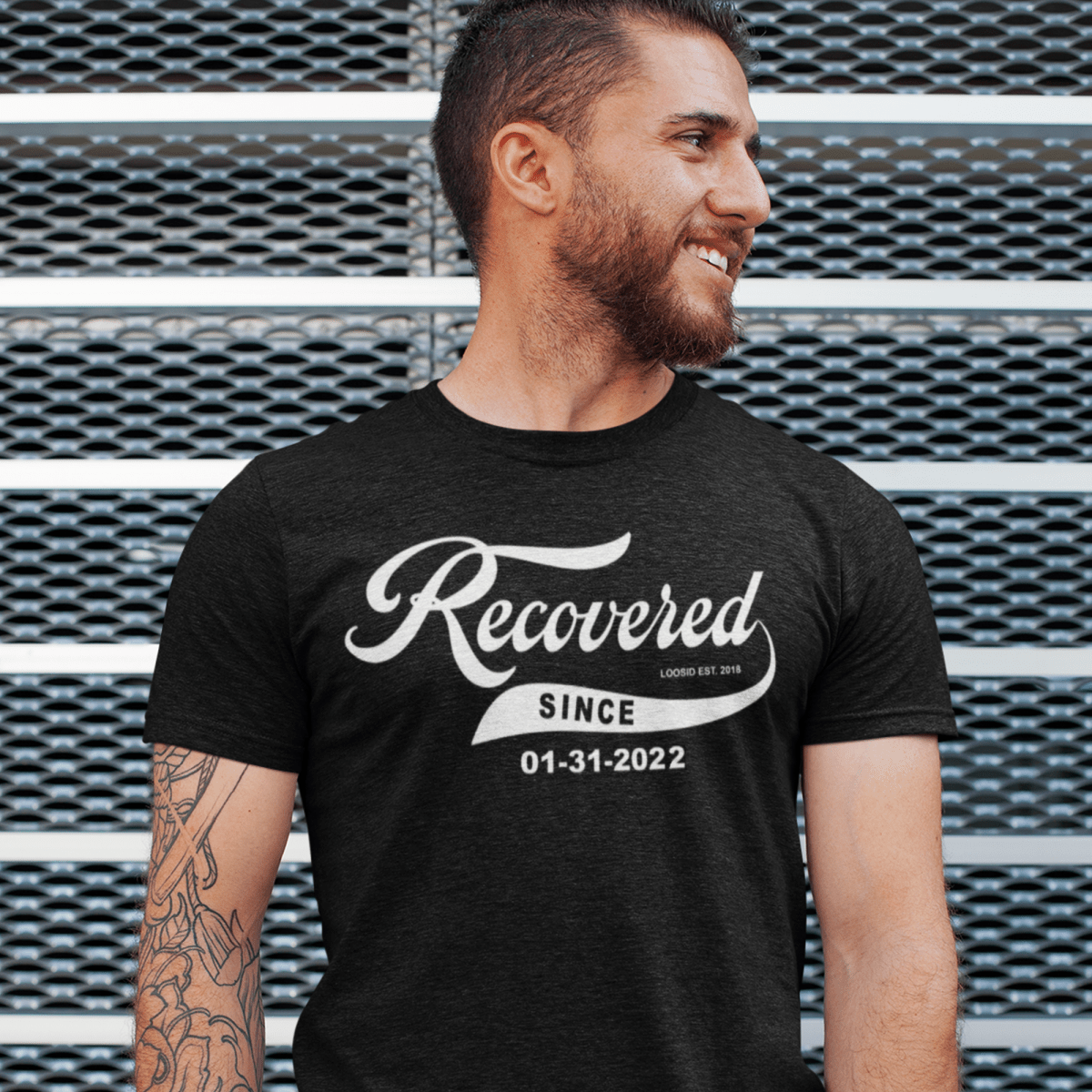 Men’s Recovered Since T-Shirt w/ Personalized Clean Date