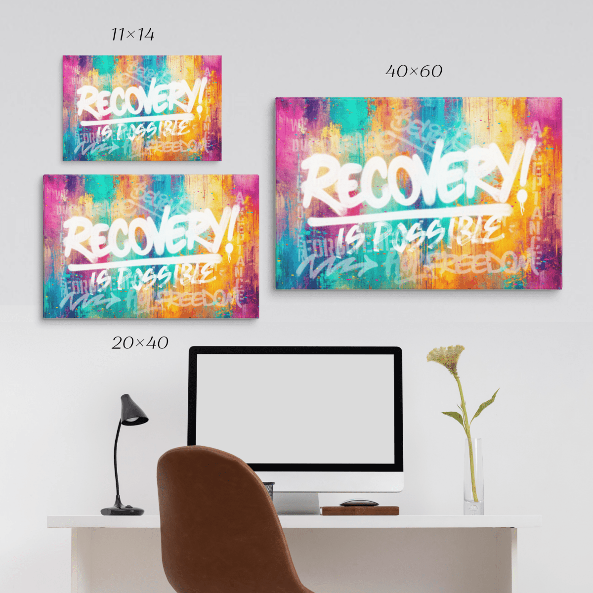 Sobriety Art canvas expressing resilience through bold visual design