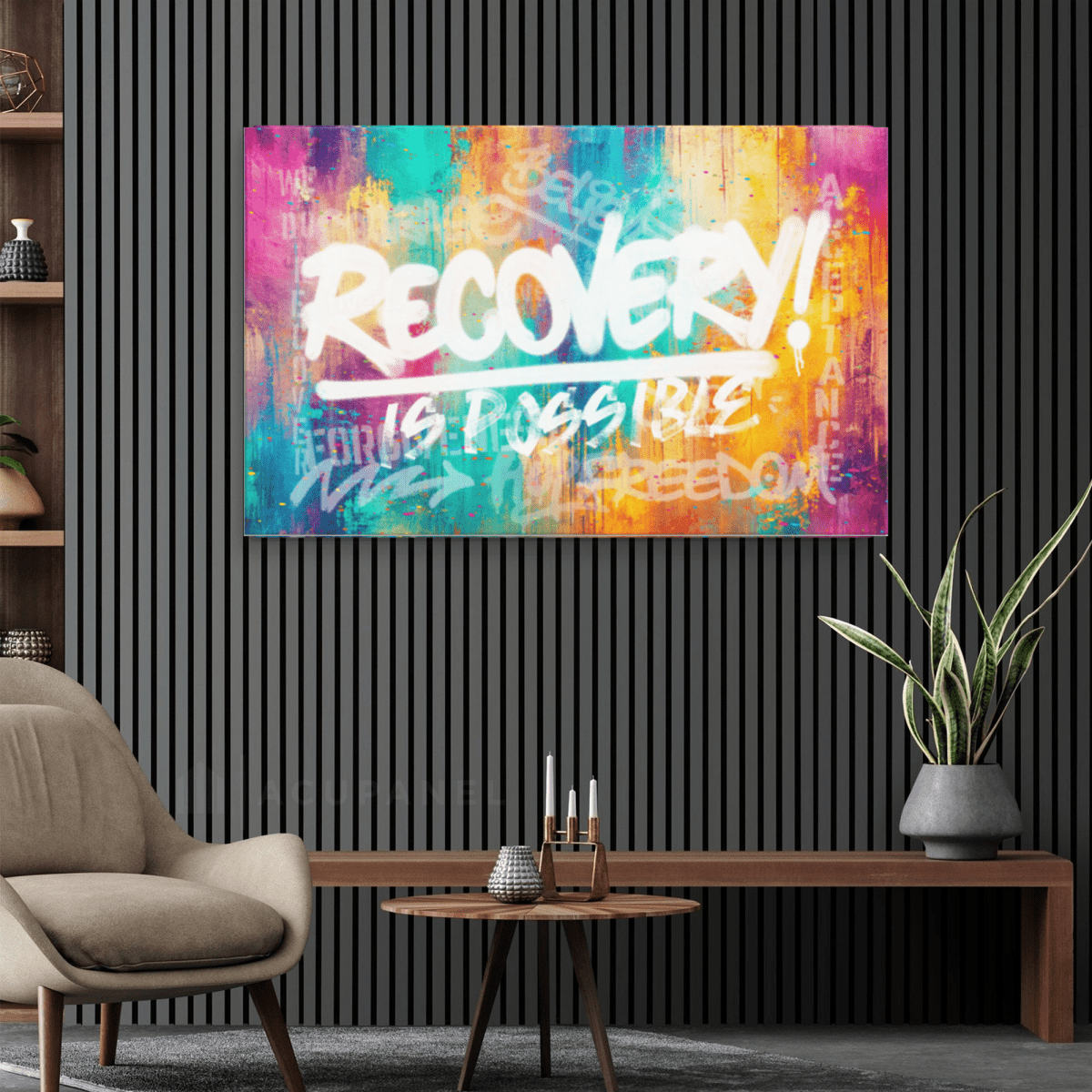 Sobriety Art featuring bold graffiti-style lettering and vibrant colors