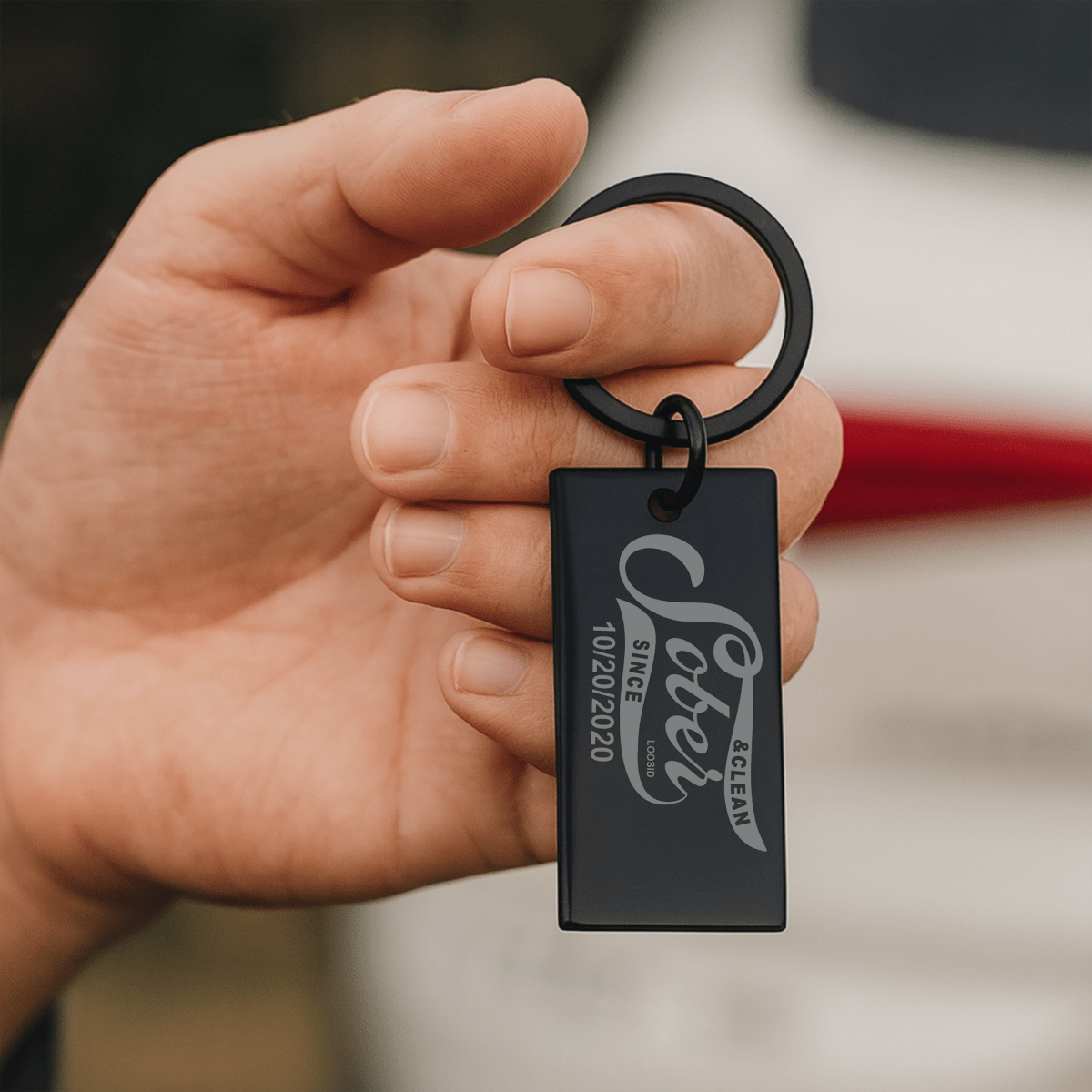 Sobriety Gift | Personalized Sober Since Keychain with Date Engraving