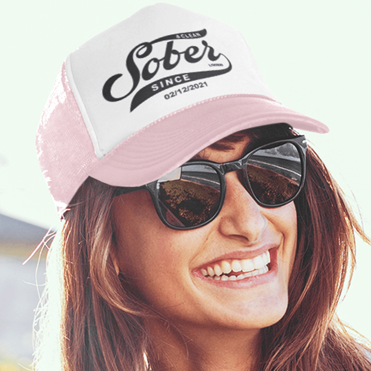 Sober Hat | Sober & Clean Since Trucker Hat with Personalized Date