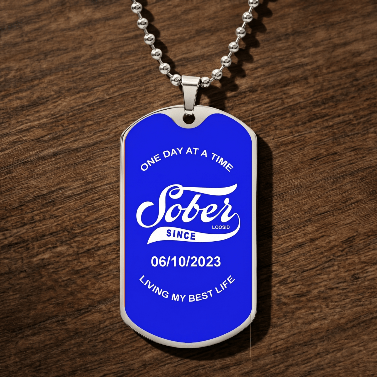 Sobriety Gift | Color Dog Tag with Personalized 'Sober Since' Date Recovery Hoodie