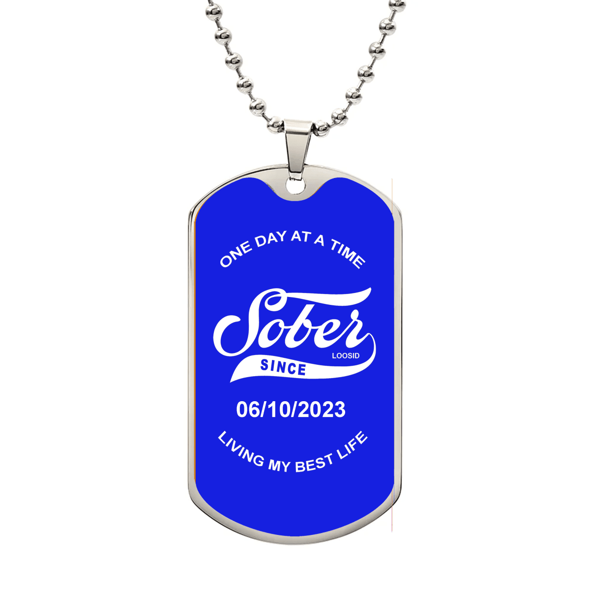 Sobriety Gift | Color Dog Tag with Personalized 'Sober Since' Date