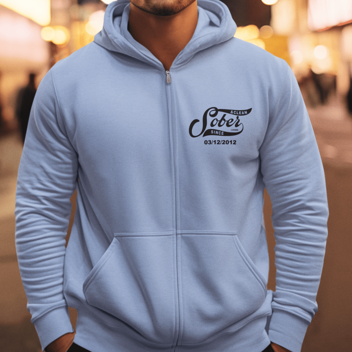 Recovery Zip Hoodie | Sober Since Unisex Hoodie with Custom Sobriety Date