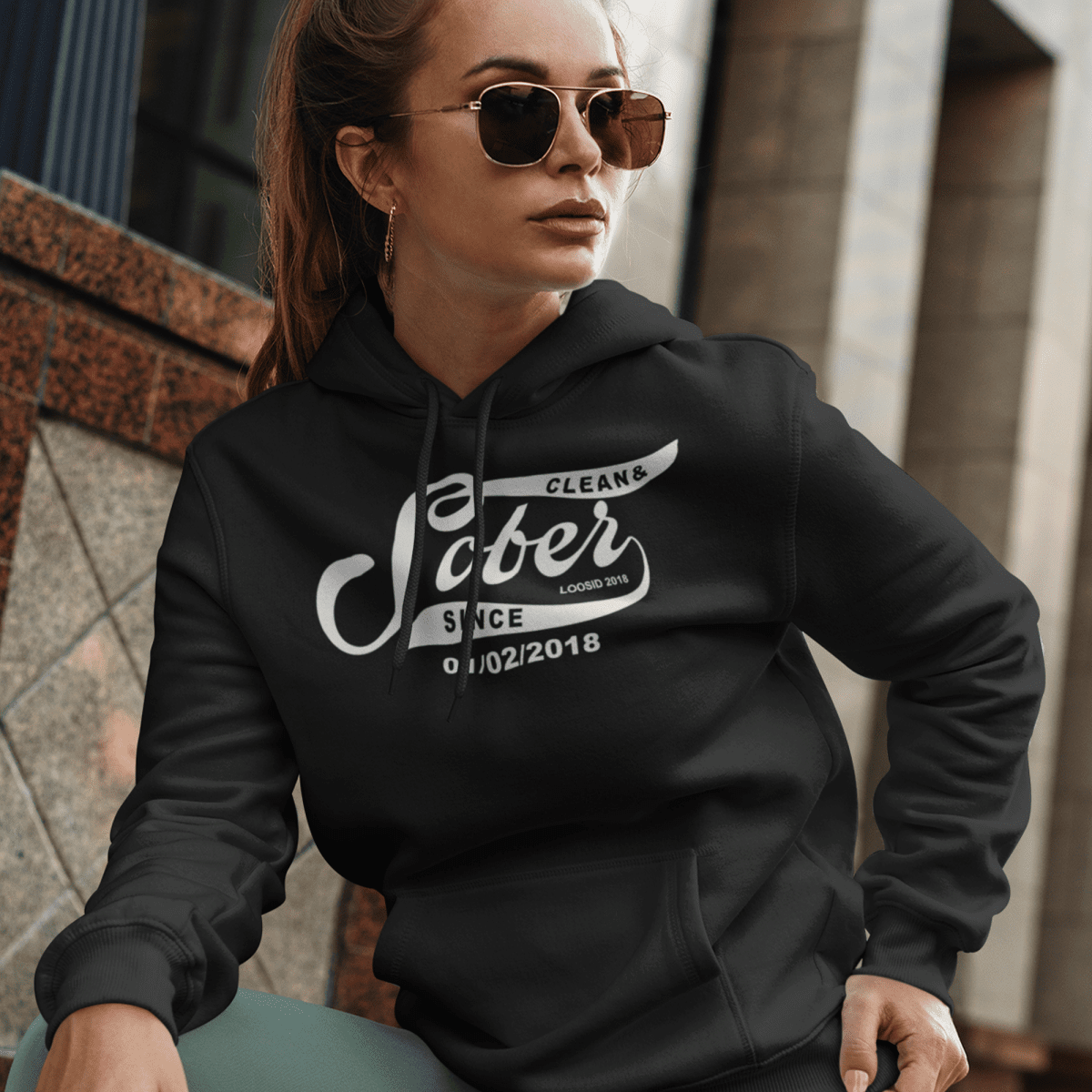 Recovery Hoodie | Women's Sober Since Hoodie with Custom Sober Date