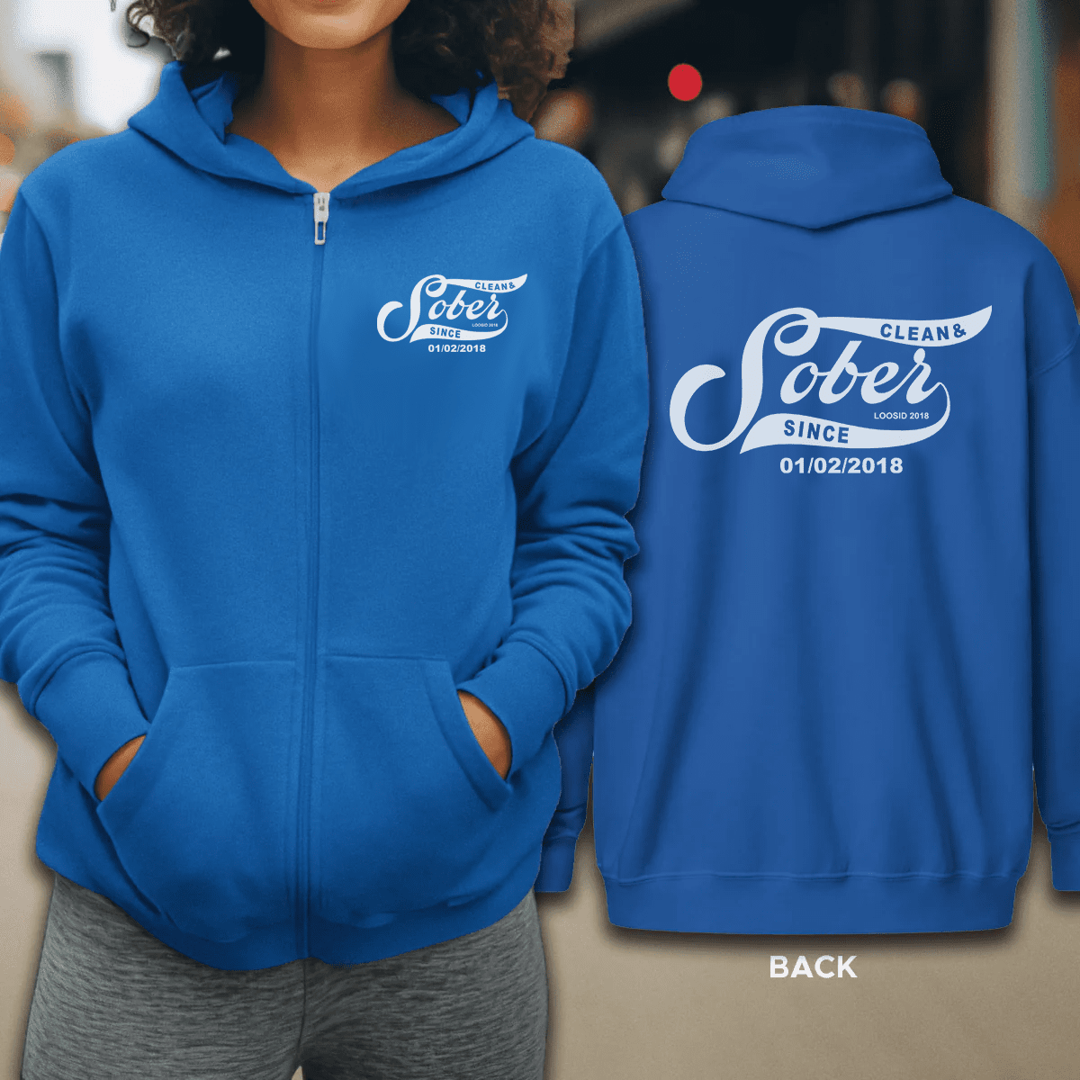 Recovery Zip Hoodie | Sober Since Unisex Hoodie with Custom Sobriety Date