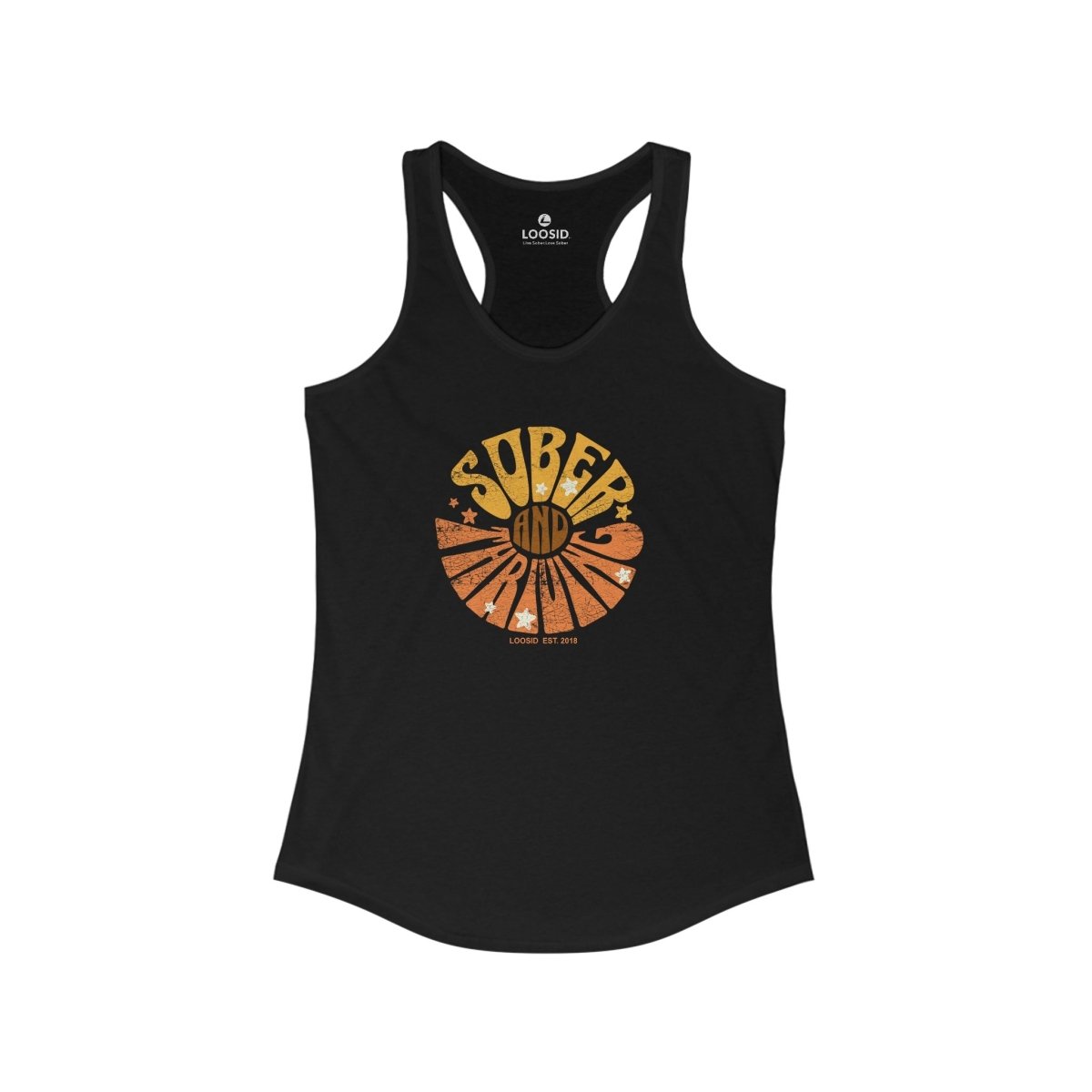 Sober and Thriving Sober Tank Top flat lay styled image (view 3)