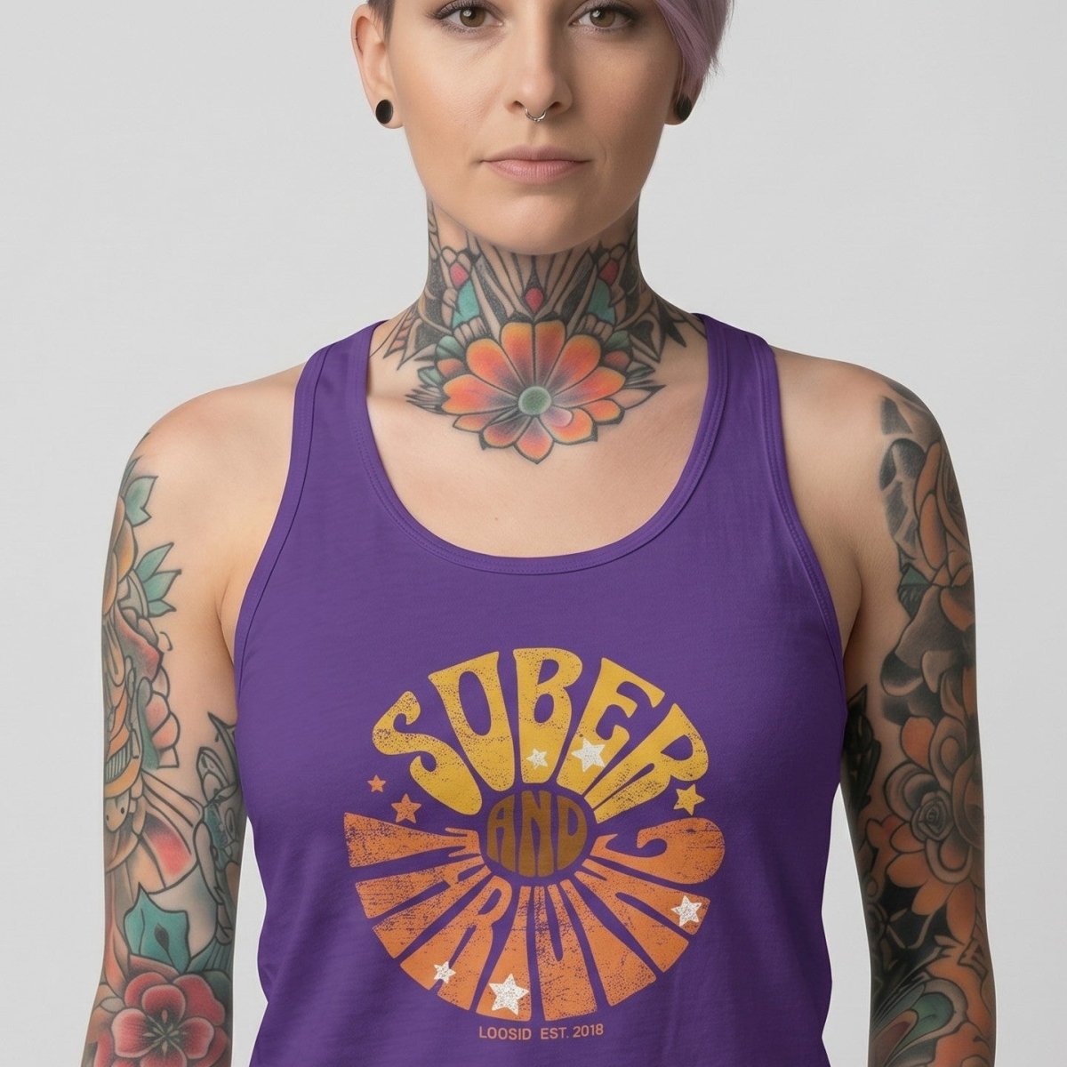 Sober and Thriving Sober Tank Top close-up view (view 12)