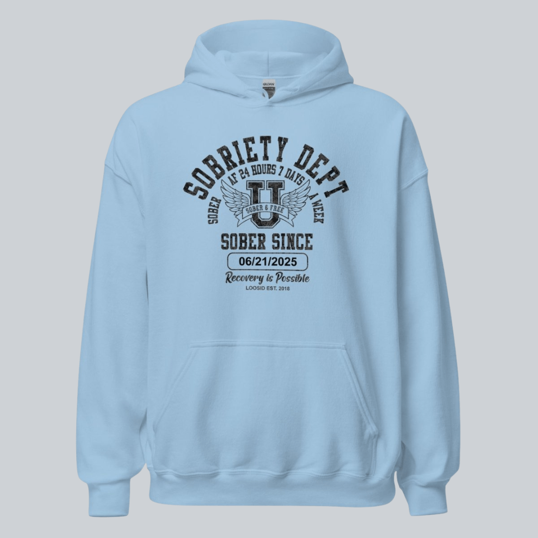 Recovery Hoodie | Sobriety Dept Hoodie with Custom Sobriety Date