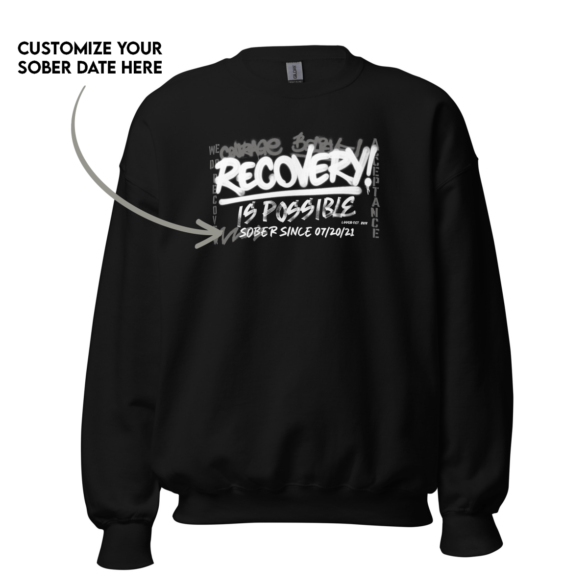 Recovery Is Possible Recovery Hoodie flat lay styled image (view 3)