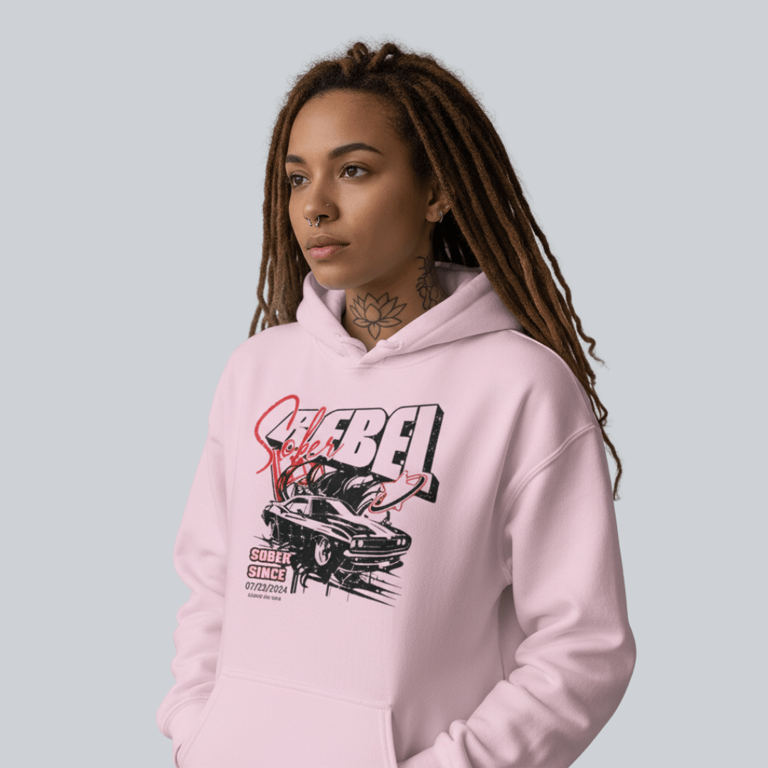 Sober Rebel Custom Sobriety Date Recovery Hoodie featuring the design (view 11)
