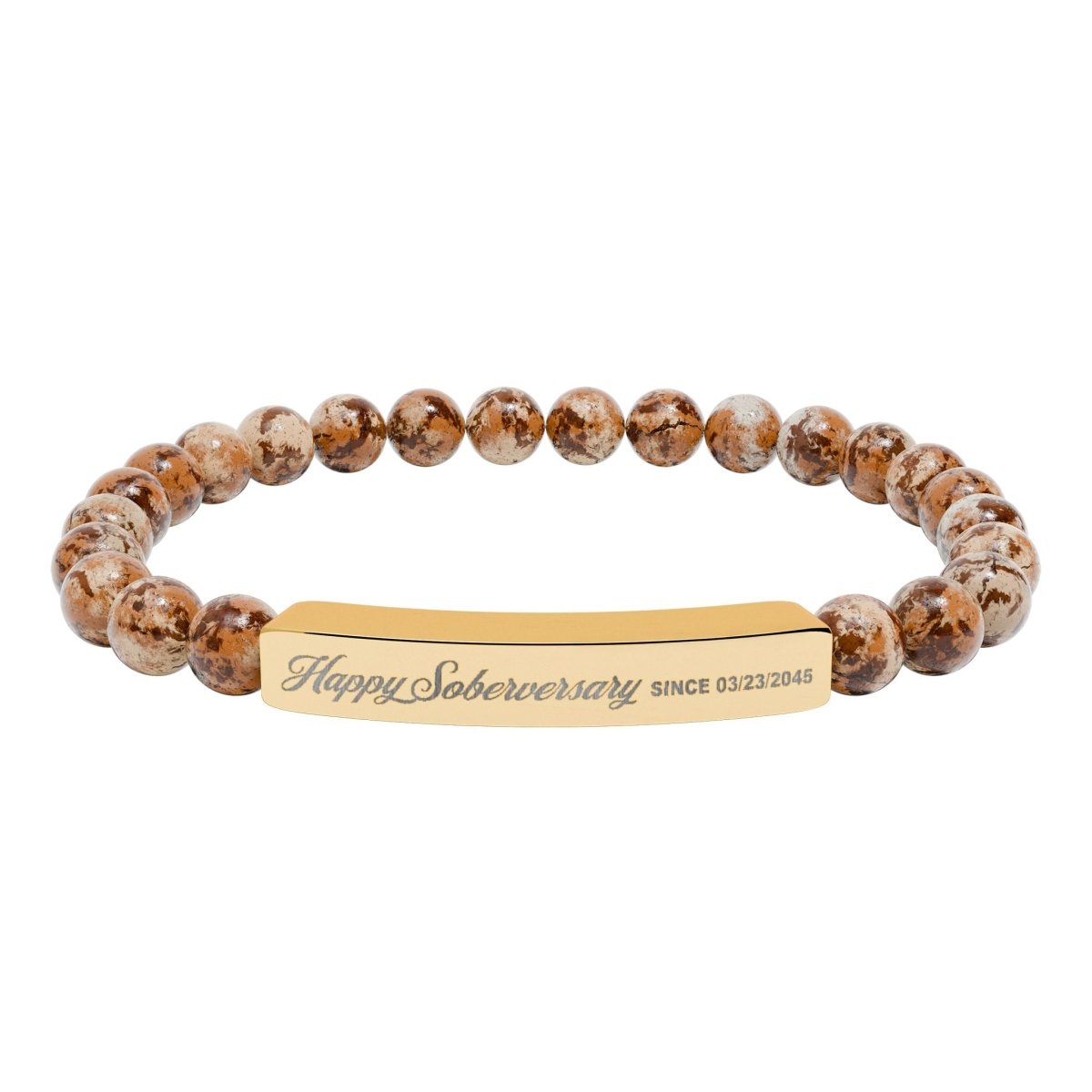 Happy Soberversary Stone Bar Sober Jewelry flat lay styled image (view 3)