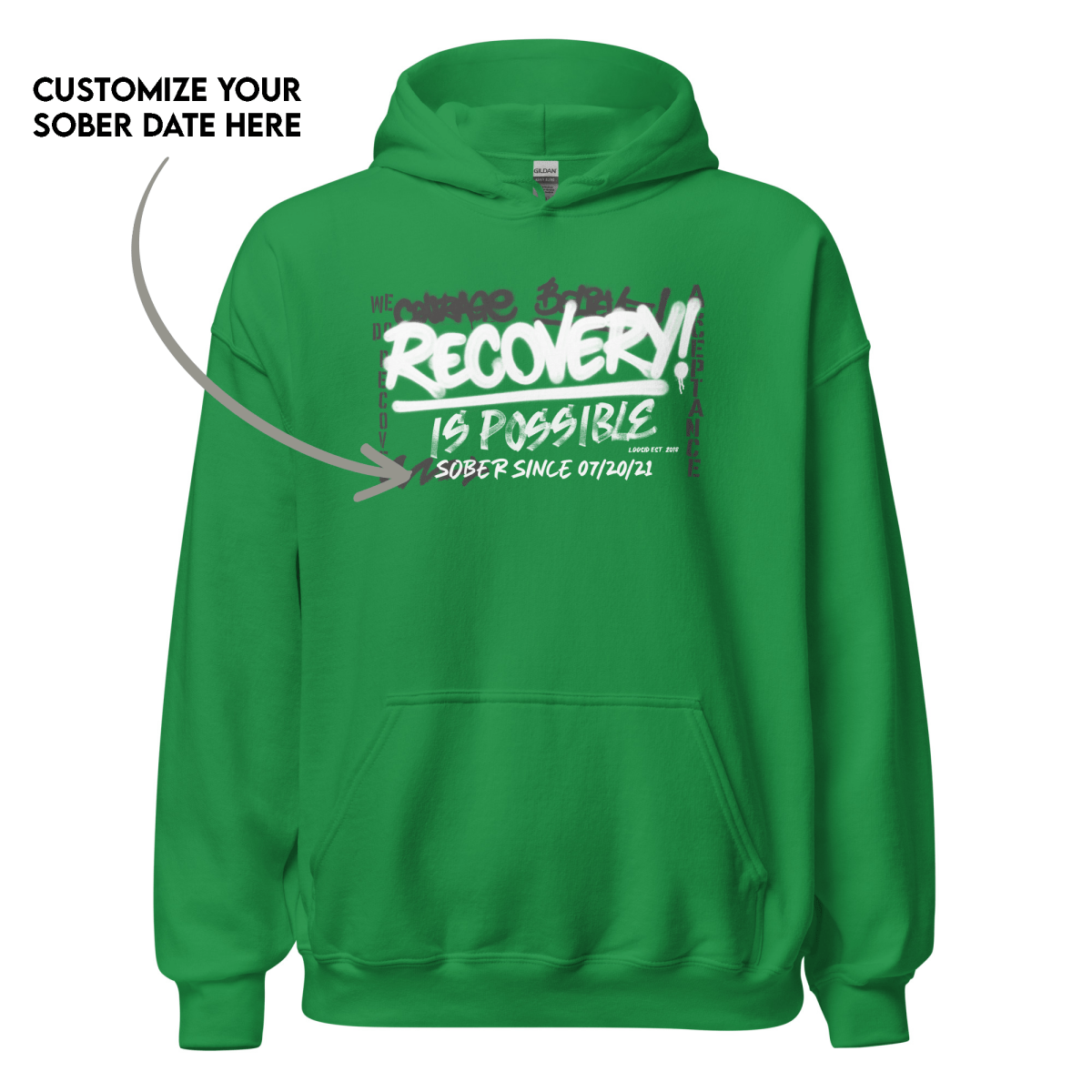 Inspirational recovery hoodie for sober lifestyle