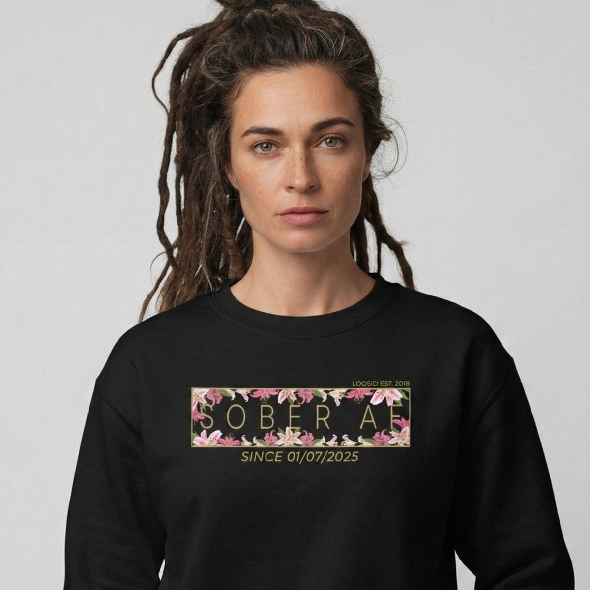 Recovery Sweatshirt | Women's Sober AF Sweatshirt w/ Custom Sobriety Date