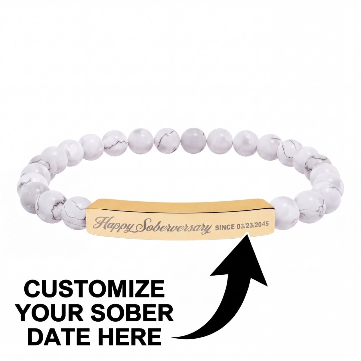 Sobriety Gift | Happy Soberversary Stone Bar Jewelry (Engraving)