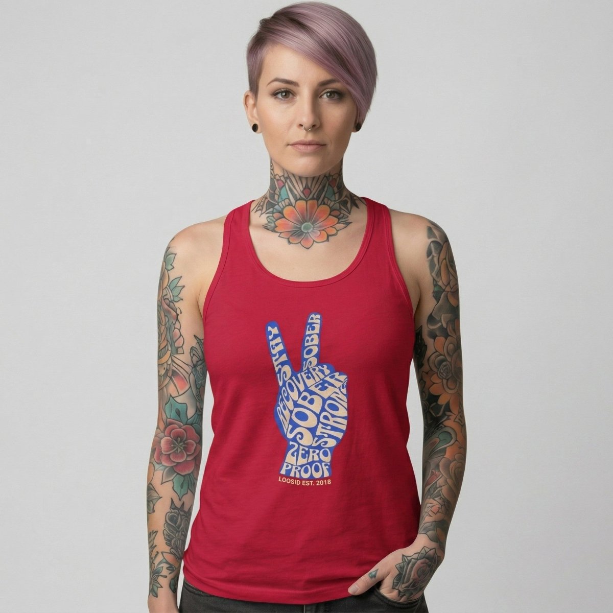 Peace & Sober Sober Tank Top graphic detail (view 4)