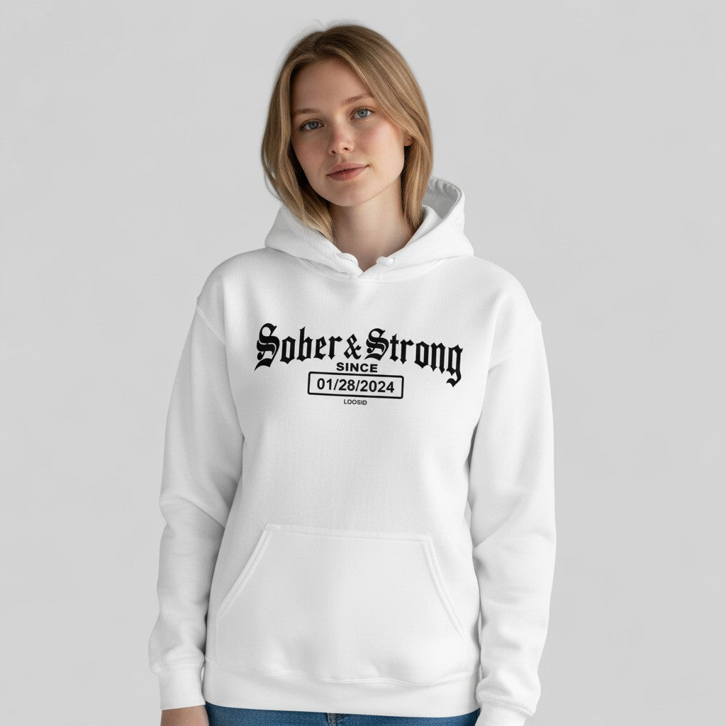 Recovery Hoodie | Women’s Old School Sober Hoodie with Custom Date