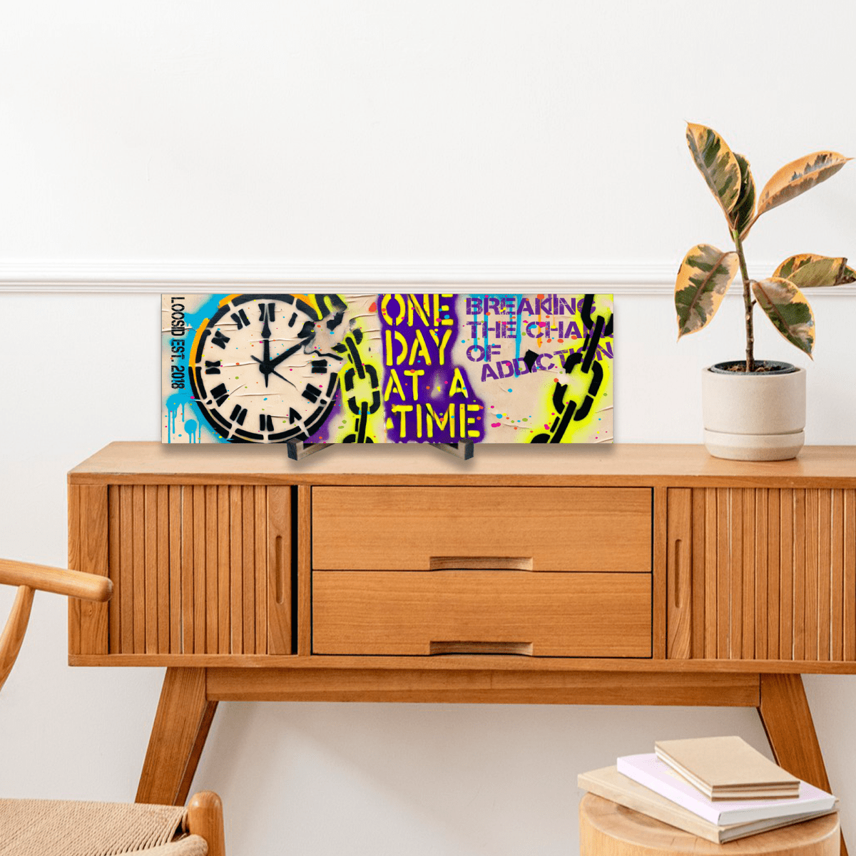 "One Day at a Time Clock" Printed Composite Wood Sign