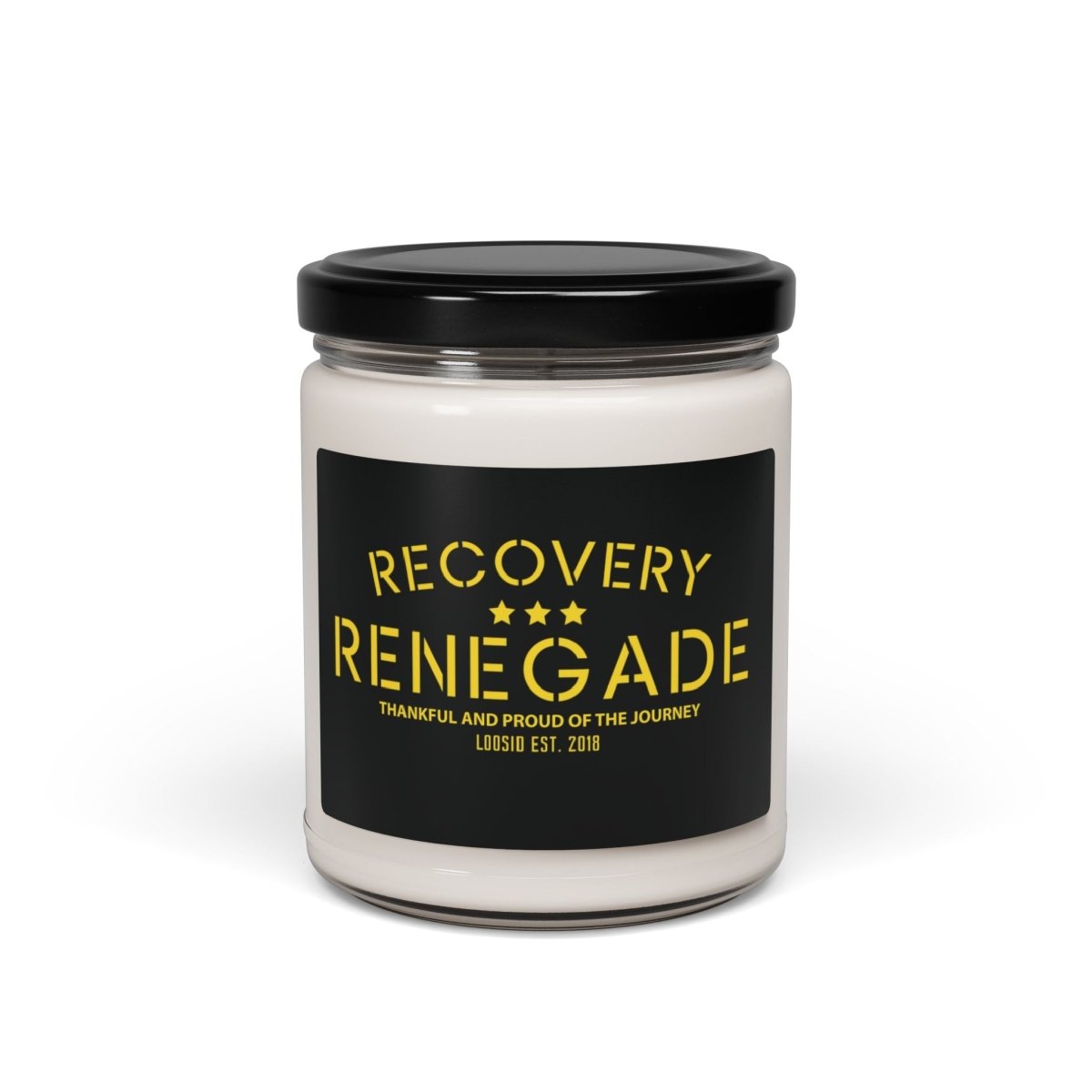 Thankful Recovery Renegade Sobriety Candle flat lay styled image (view 3)