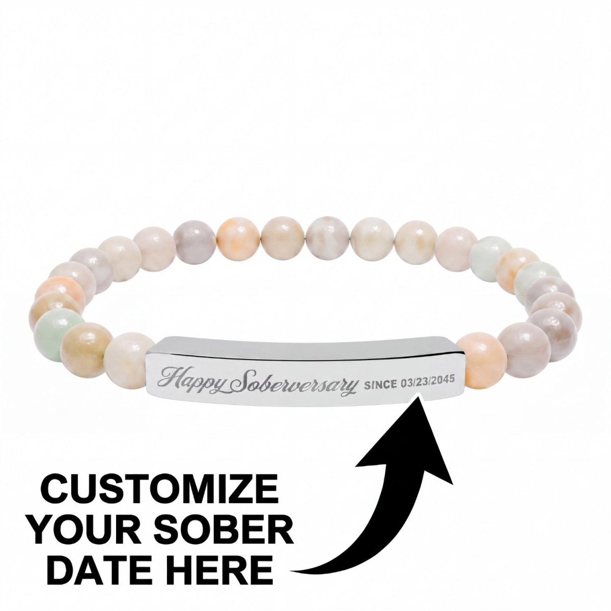 Sobriety Gift | Happy Soberversary Stone Bar Jewelry (Engraving)