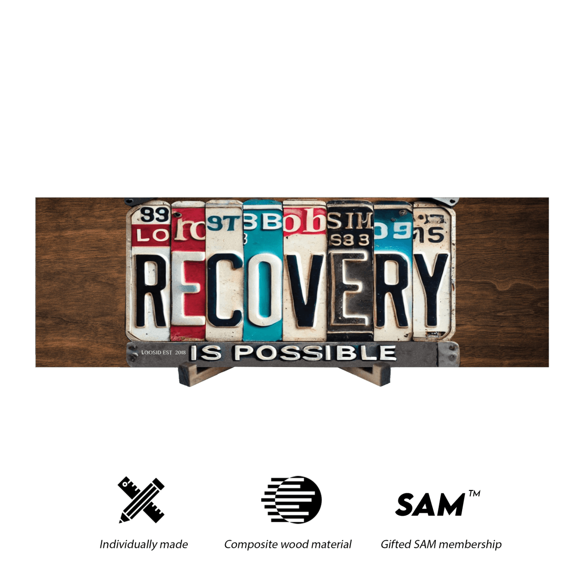 Recovery Is Possible License Plate Printed Composite Wood Sign