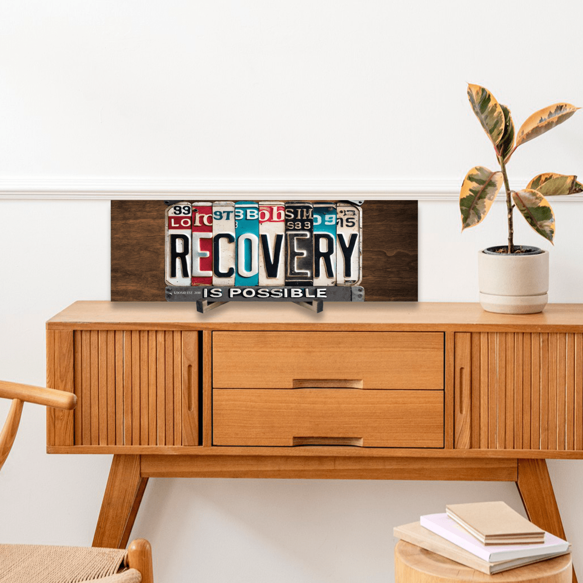 Recovery Is Possible License Plate Printed Composite Sobriety Art close-up view (view 2)
