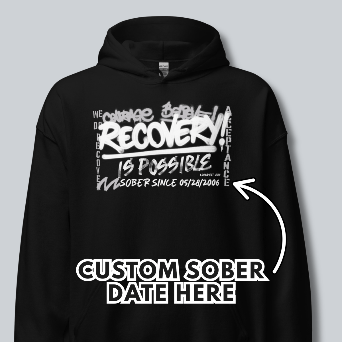 Recovery Hoodie | Men’s Recovery Is Possible Hoodie with Date