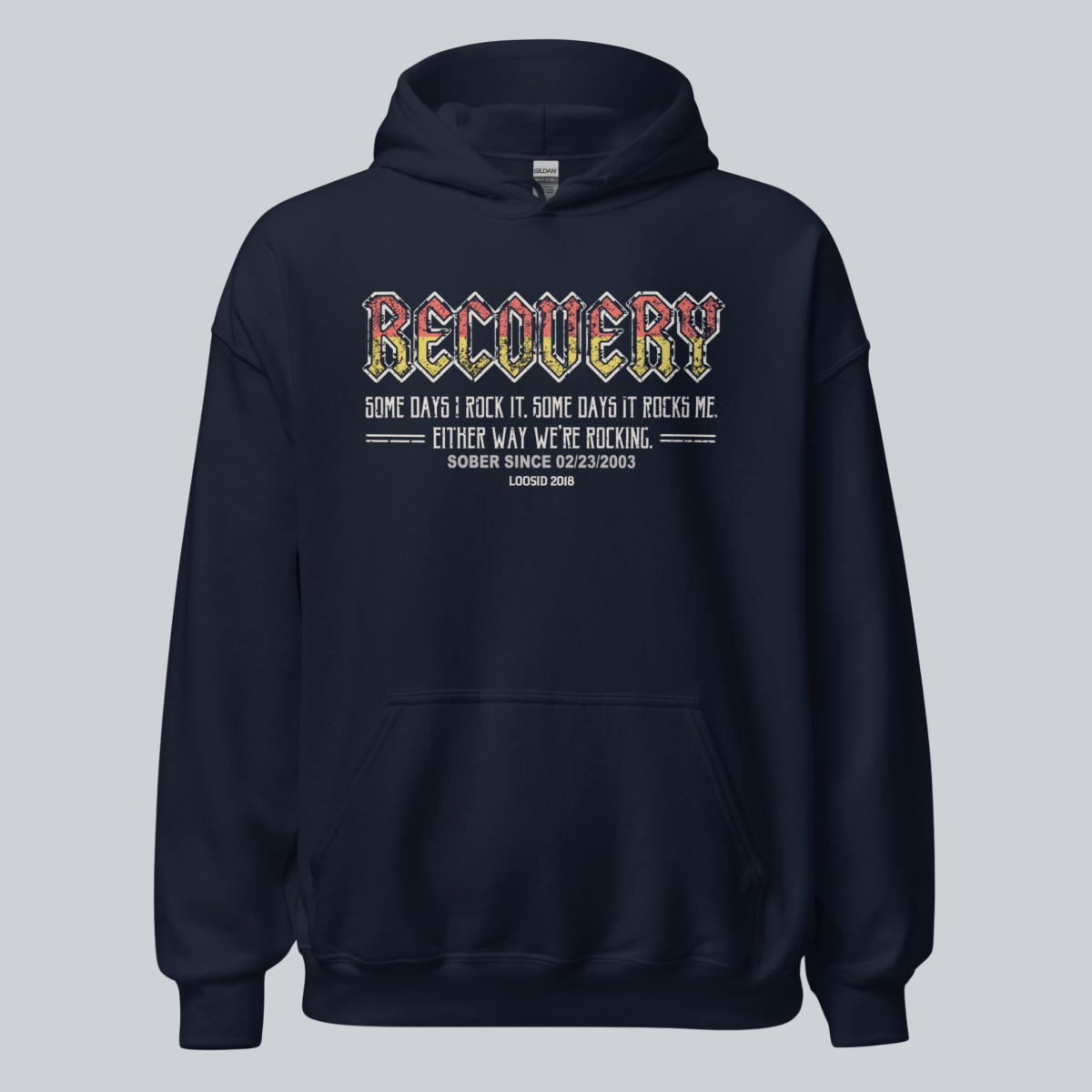 Recovery Rocks Recovery Hoodie flat lay styled image (view 3)