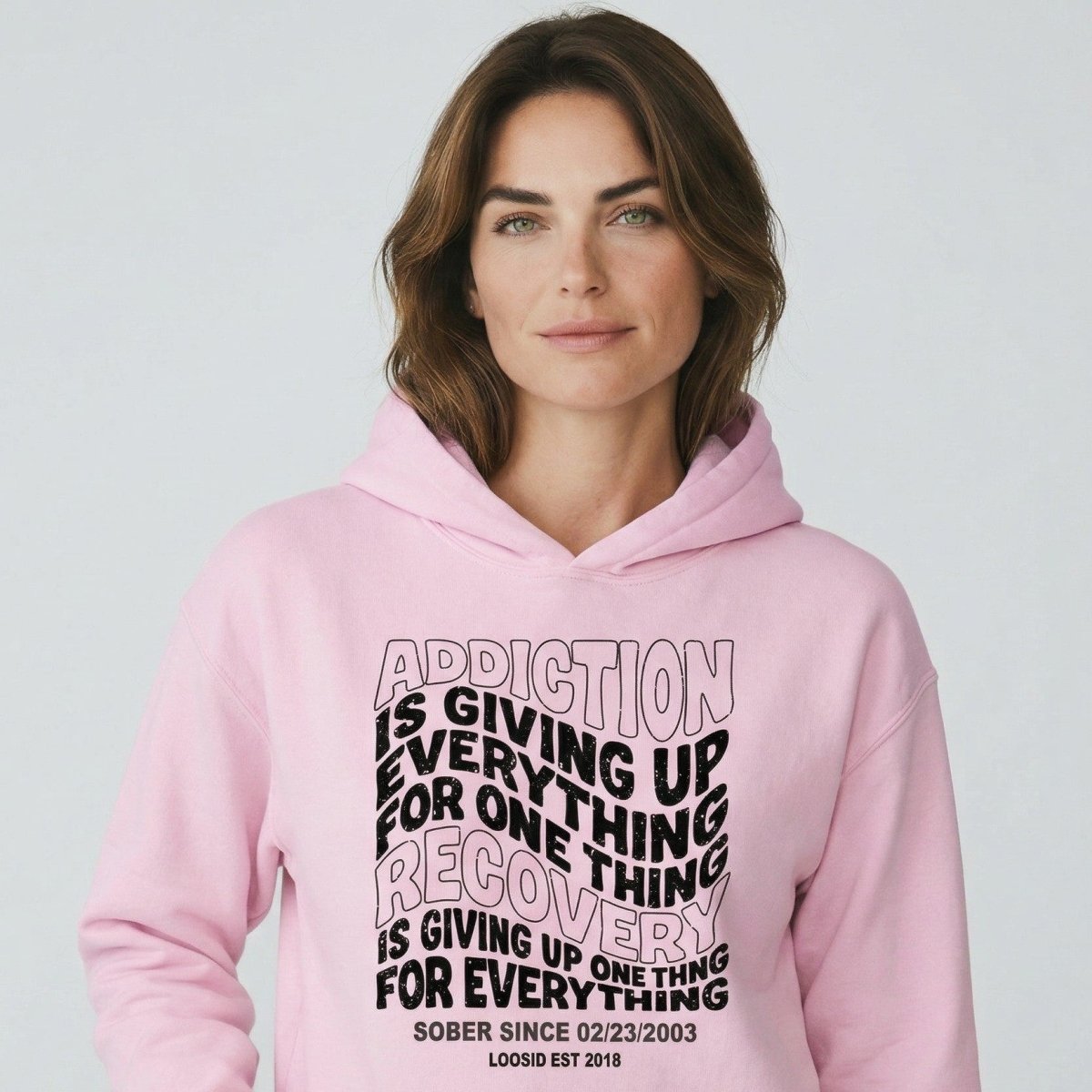 Recovery Hoodie | Women's Addiction is Giving up Hoodie with Personalized Date