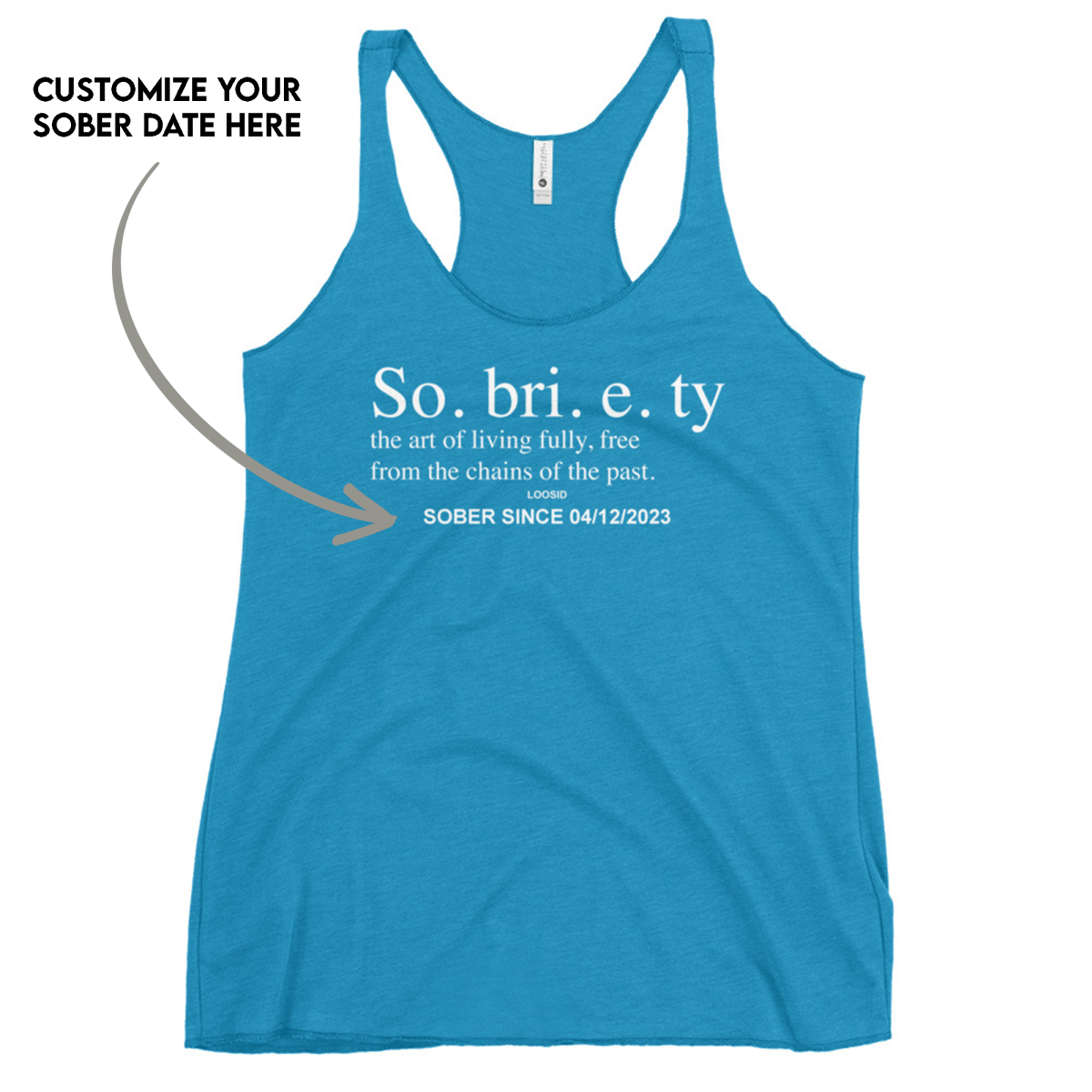 Sobriety Definition Women's Racerback Tank w/Personalize Sober Date
