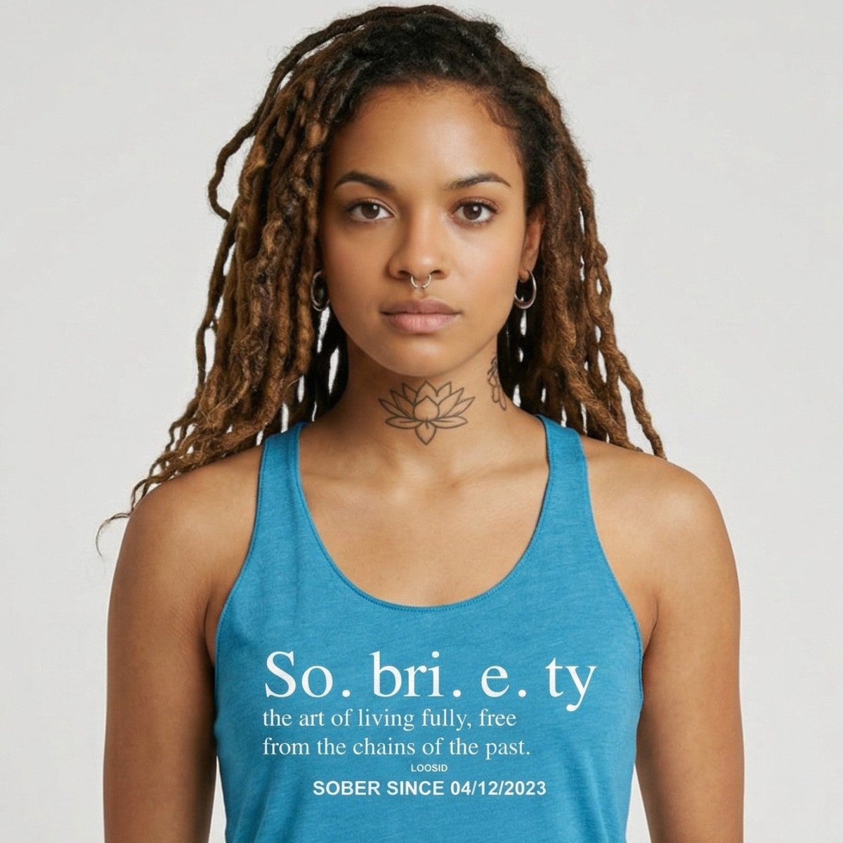 Sobriety Definition Women's Racerback Tank w/Personalize Sober Date