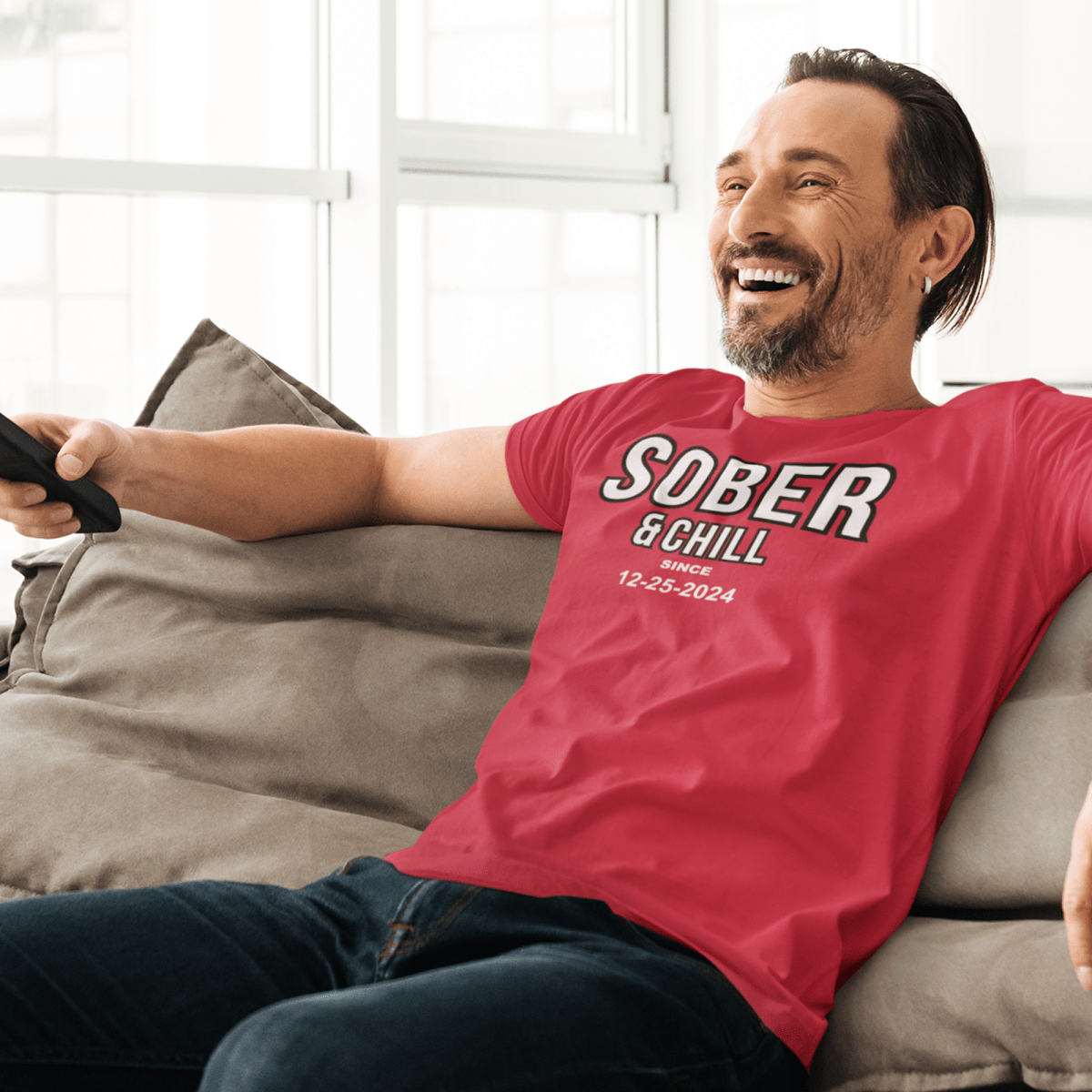 Sober and Chill Unisex T-Shirt w/ Personalized Sober Date