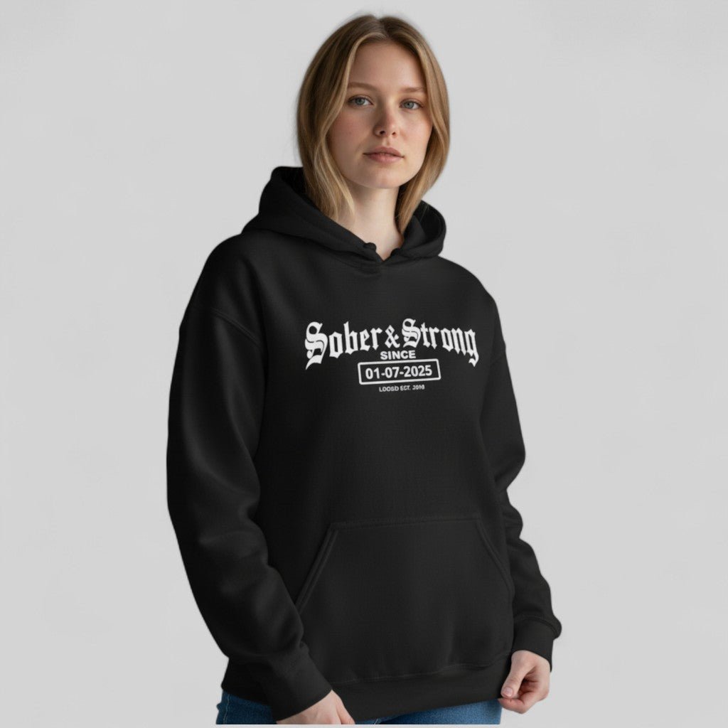 Recovery Hoodie | Women’s Old School Sober Hoodie with Custom Date
