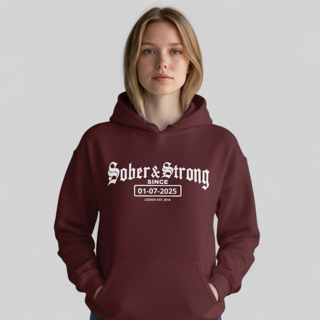 Recovery Hoodie | Women’s Old School Sober Hoodie with Custom Date