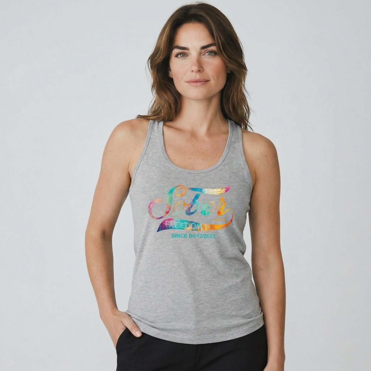 Sober T Shirt | Women’s Sober Since Racerback Tank with Date