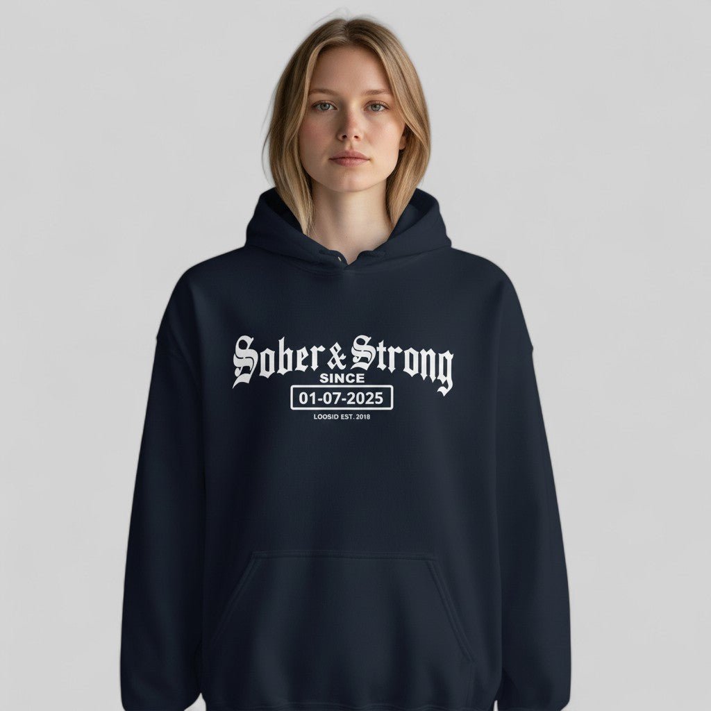 Recovery Hoodie | Women’s Old School Sober Hoodie with Custom Date