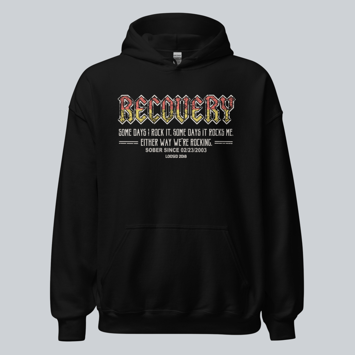 Recovery Hoodie | Men's Recovery Rock Hoodie with Personalized Date
