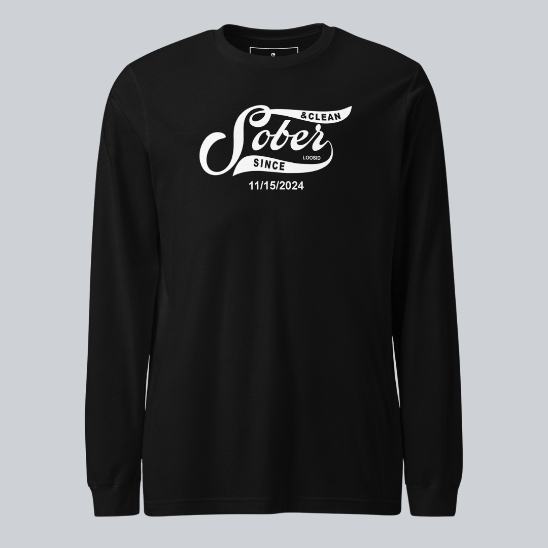 Men's Sober Since Long Sleeve T-shirt w/ Custom Sobriety Date