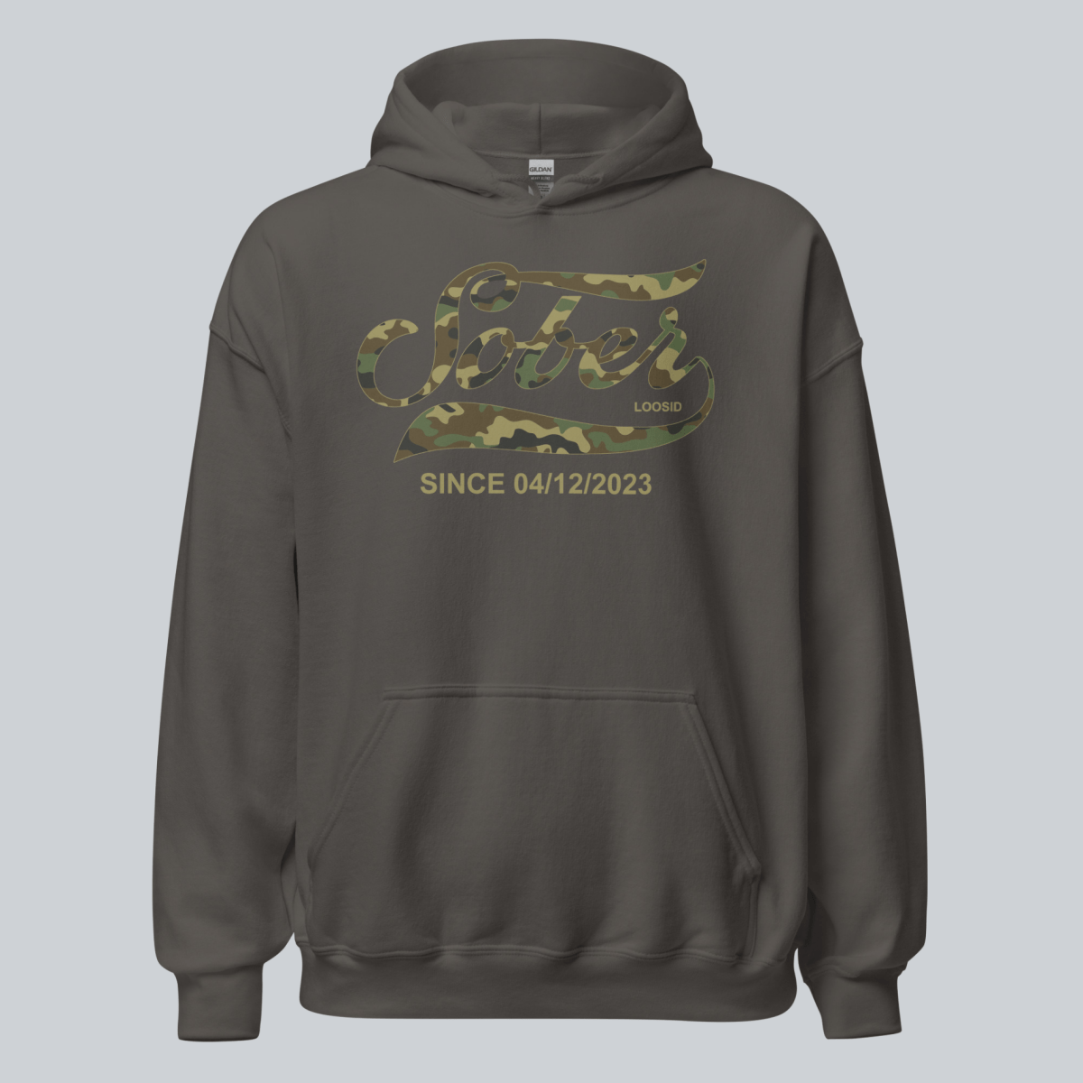 Recovery Hoodie | Sober Since Camo Hoodie with Personalized Date